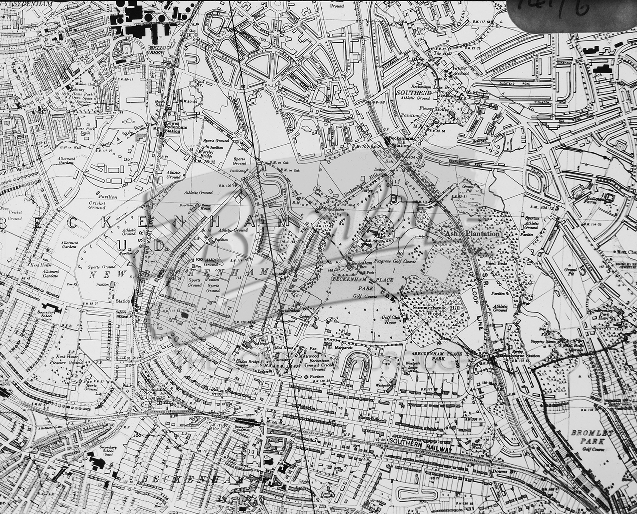 PHLS_1660 Aerial Map of Beckenham 1920 Bromley Borough PhotosBromley