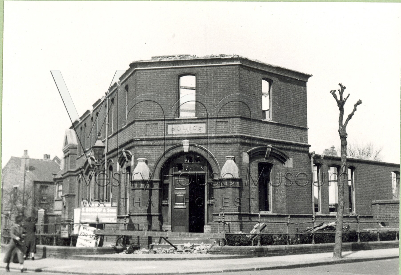 Leyton Police Station Francis Road during demolition in 1939 Waltham