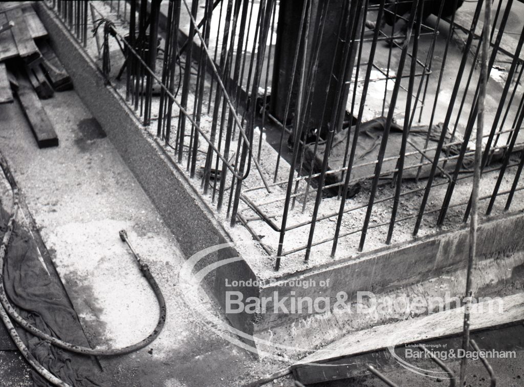 Dagenham Sewage Works Reconstruction IV, looking down at concrete base of drain,1965
