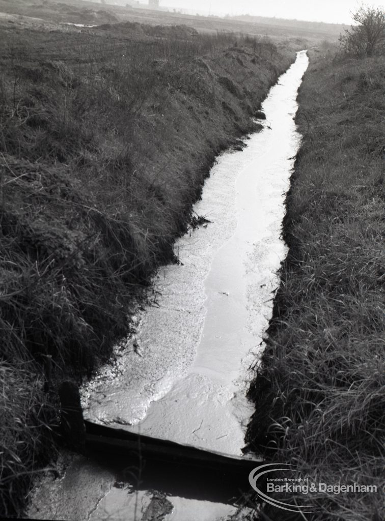 Dagenham Sewage Works Reconstruction IV, showing dyke running north to south,1965