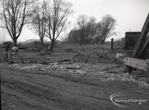 Dagenham Sewage Works Reconstruction IV, showing trees and road near centre,1965