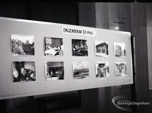 Dagenham from 1905? exhibition at Civic Centre, Dagenham, showing stand featuring Lord Mayor of Sydney, et cetera, 1965