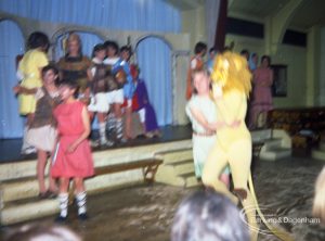Dagenham Secondary school play, with children performing Androcles and the Lion, showing the final scene, 1965