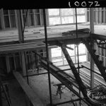 Barking Central Library reconstruction, showing skeleton of new staircase, 1965