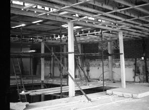 Barking Central Library reconstruction, showing interior view of central section of new building, 1965