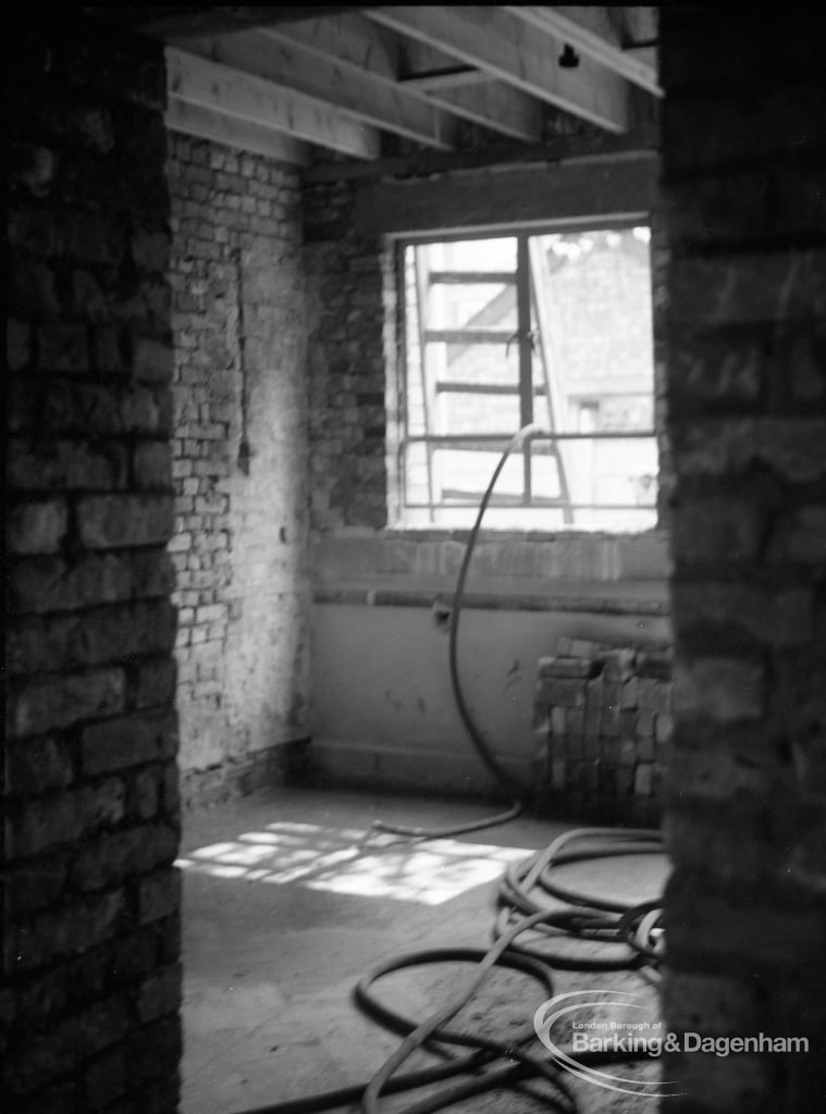 Barking Central Library reconstruction, showing anteroom in new building, 1965