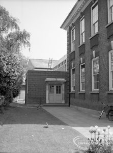 Barking Central Library reconstruction, showing entrance to Children’s Library in old building,1965