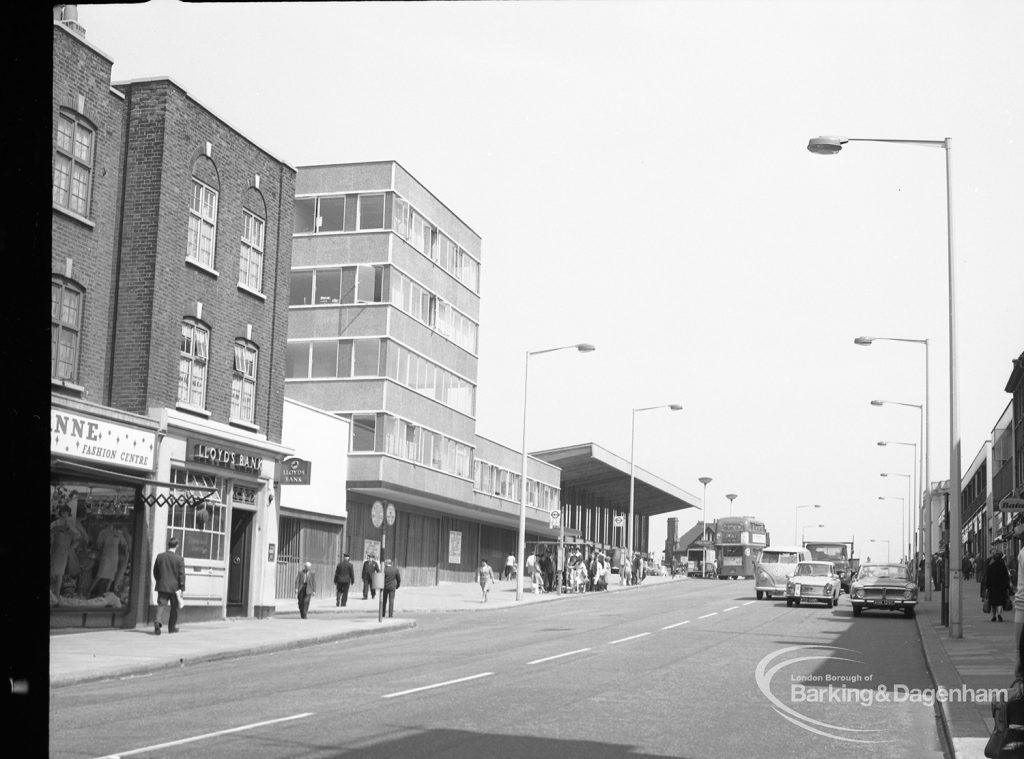 Highways, showing East Street, Barking and new station, looking north-west, 1965