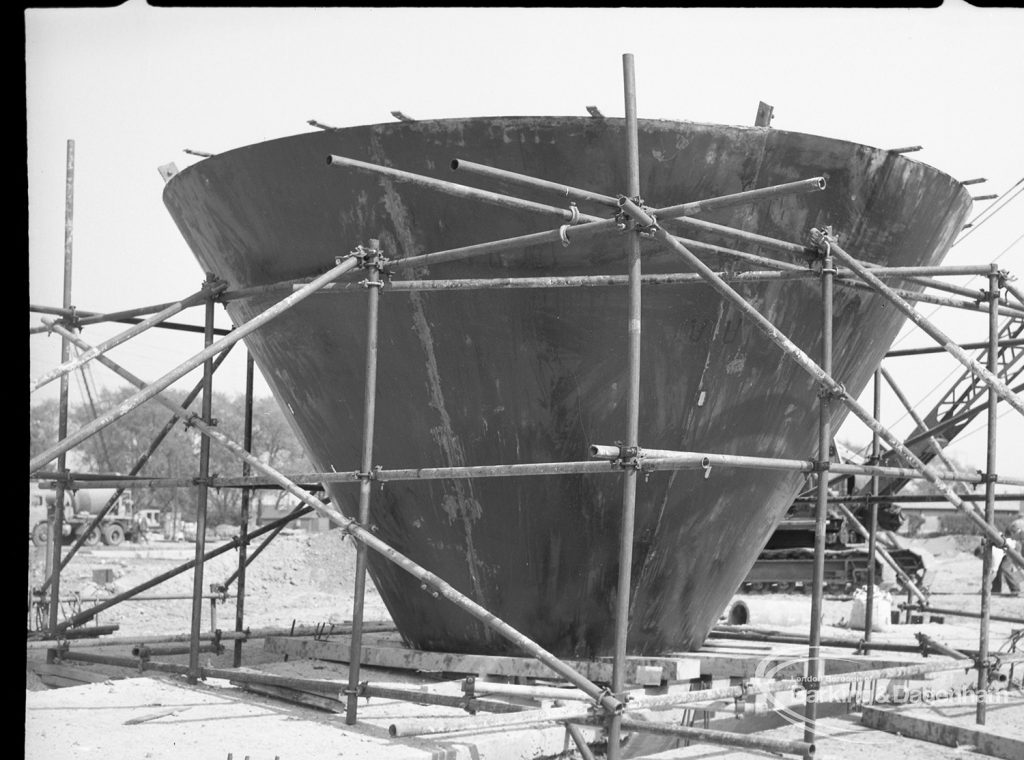 Riverside Sewage Works Reconstruction V, showing a hopper for sedimentation, on surface, 1965