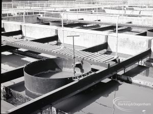 Riverside Sewage Works Reconstruction V, showing view of sludge tanks, looking north-east, 1965
