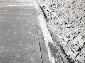 Riverside Sewage Works Reconstruction V, showing kerbing at edge of new road, 1965