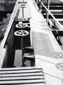 Riverside Sewage Works Reconstruction V, showing sludge valves, 1965