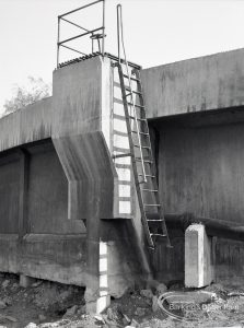 Riverside Sewage Works Reconstruction V complaint, showing unsupported iron ladder against tank, 1965