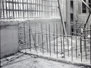 Riverside Sewage Works Reconstruction V, showing reinforcing rods (right) at bottom, 1965