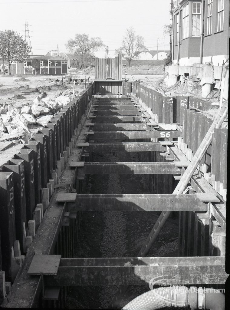 Riverside Sewage Works Reconstruction V, showing large trench, 1965