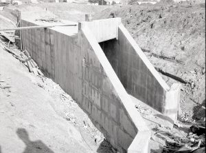 Riverside Sewage Works Reconstruction V, showing tunnel near road across railway, 1965