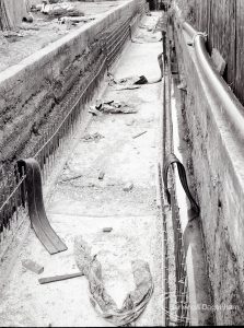 Lower Wantz Sewer Environment scheme II, showing view from cab of crane along line of sewer, towards the north, 1965