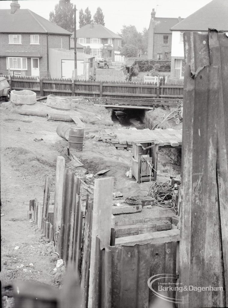 Lower Wantz Sewer Environment scheme II, showing view looking to works at back of railway, 1965