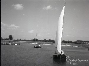 Boating at Mayesbrook Park, Dagenham, showing sailing yachts, 1965