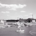 Boating at Mayesbrook Park, Dagenham, showing the small pond for children, and office, 1965