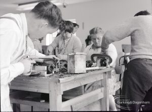 Schools for disabled children, showing carpentry work at Osborne Square Training Centre, 1965