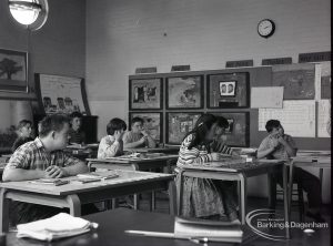 Schools for disabled children, showing a classroom and children at Castle School, Ripple Road, 1965