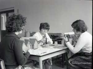 Schools for disabled children, showing young people making toy houses at Osborne Square Training Centre, 1965