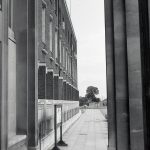 Civic Centre, Dagenham, showing view along facade looking south from steps, 1965