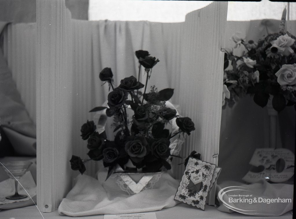 Dagenham Town Show 1965, showing flower arrangement display in Floral Art Marquee, 1965