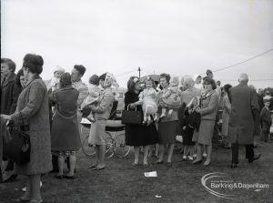 Dagenham Town Show 1965, showing adult and child visitors in open, 1965