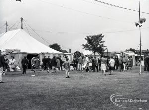 Dagenham Town Show 1965, showing the broadwalk, with crowds of visitors entering the show, 1965