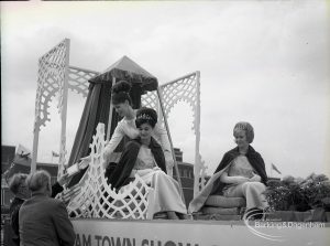 Dagenham Town Show 1965, showing Dagenham Town Show Carnival Queen and attendants on float, 1965