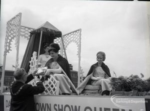 Dagenham Town Show 1965, showing Dagenham Town Show Carnival Queen and attendants on float, 1965