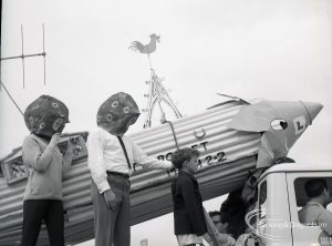 Dagenham Town Show 1965, showing a rocket and Space Age float, 1965