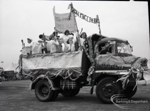 Dagenham Town Show 1965, showing a small tableau of children from Valence Park Playleaders Scheme on a lorry, 1965