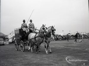 Dagenham Town Show 1965, showing two horses drawing small van, 1965