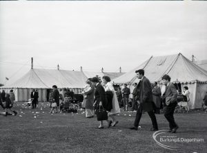 Dagenham Town Show 1965, showing a small group of people entering the ground, 1965