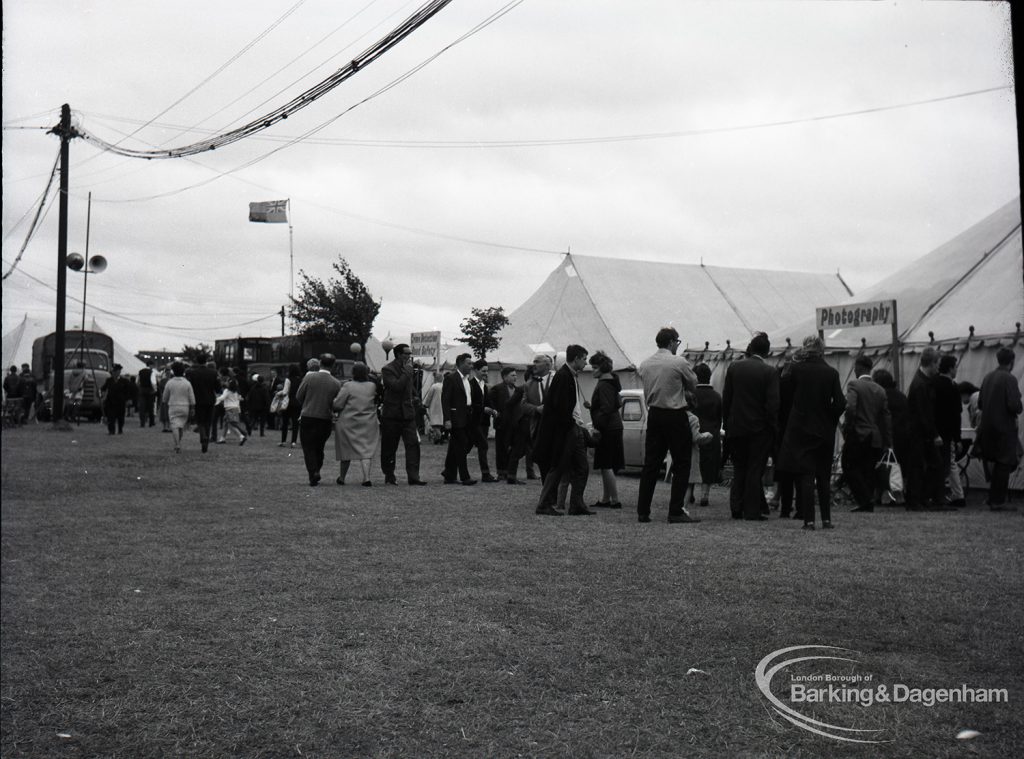 Dagenham Town Show 1965, showing group of people outside marquee, 1965