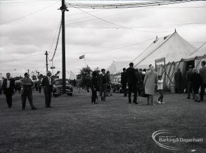 Dagenham Town Show 1965, showing group of visitors walking in open, 1965