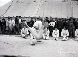 Dagenham Town Show 1965, showing judo demonstration fall with legs vertical, 1965