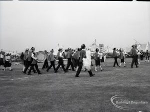 Dagenham Town Show 1965, showing band marching in arena, 1965