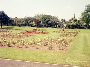 Pondfield Park, Reede Road, Dagenham, showing view with flowerbeds, 1965