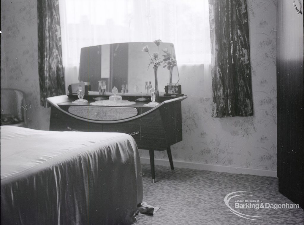 Architects Department interior of Gascoigne flats, Barking, showing first bedroom, 1965