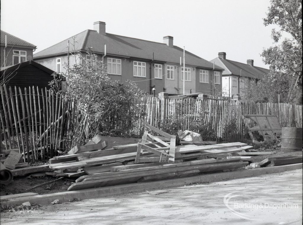 Housing Development on Temple Avenue showing chestnut paling with west edge backing onto Temple Avenue, 1965