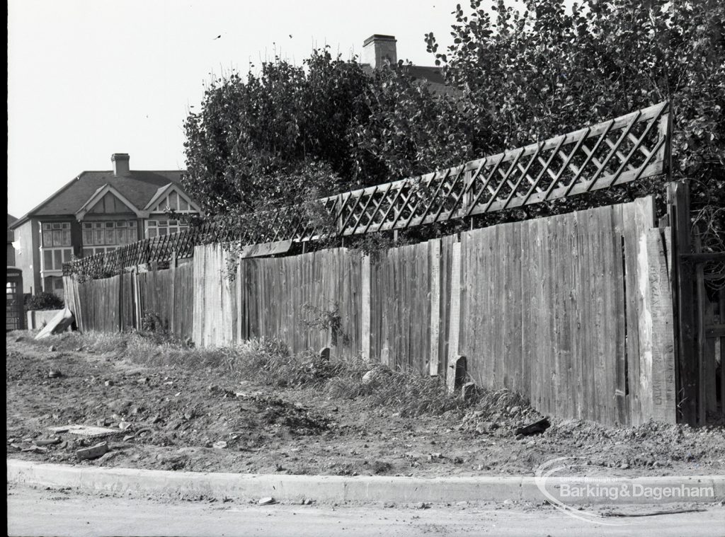 Housing Development on Temple Avenue showing chestnut paling with west edge backing onto Temple Avenue, 1965