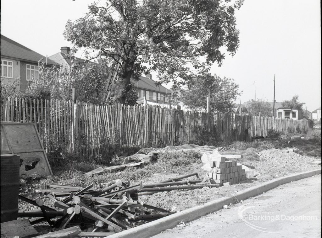 Housing Development on Temple Avenue showing chestnut paling with west edge backing onto Temple Avenue, 1965