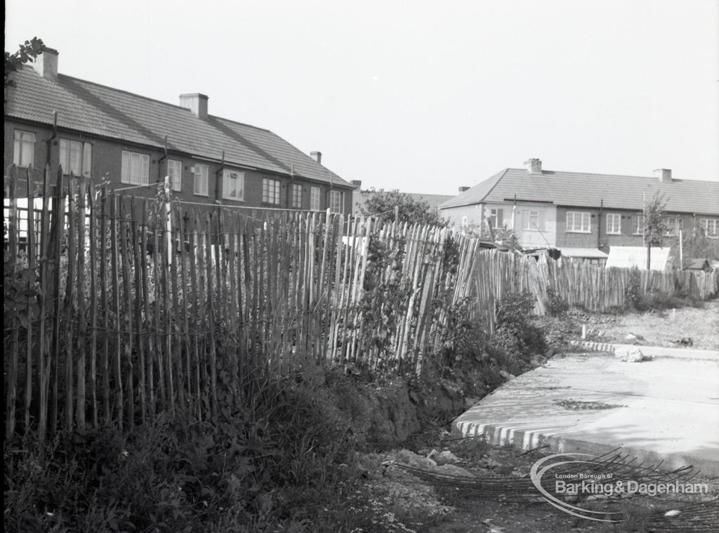 Housing Development on Temple Avenue showing chestnut paling with west edge backing onto Temple Avenue, 1965