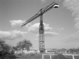 Church Elm Lane Housing development showing a close up of the principal crane, 1965