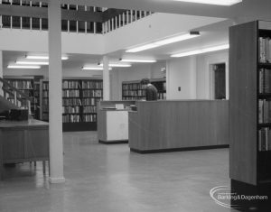 The Barking Library’s New Lending Deparment showing the open galleries, 1965