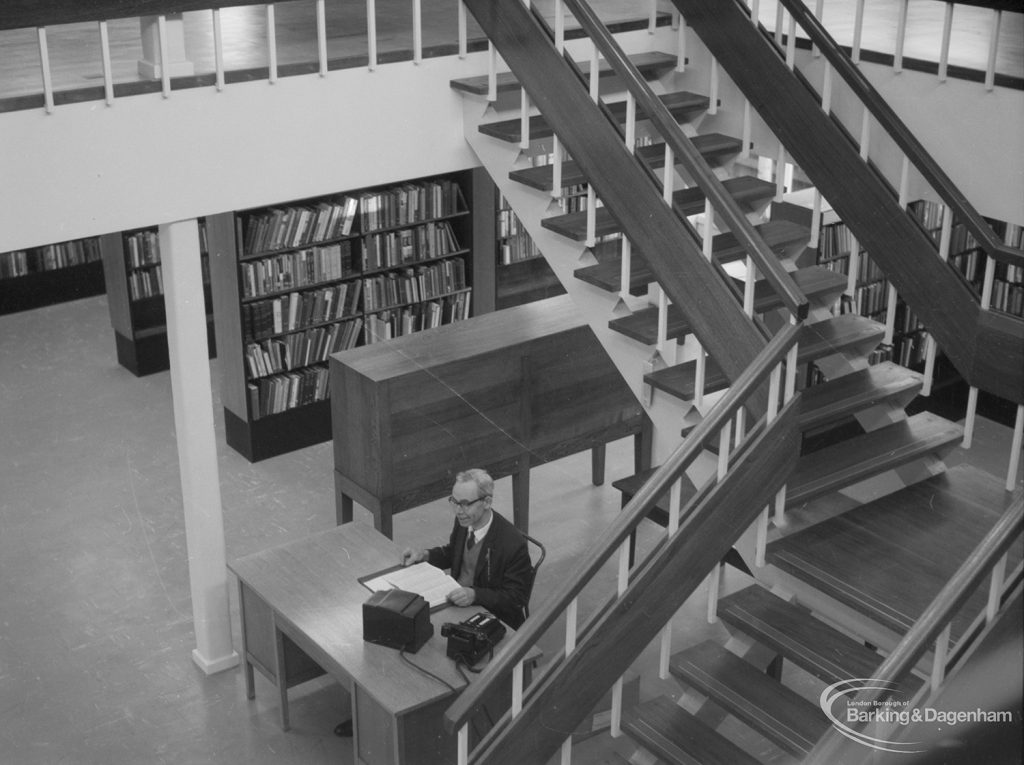 The Barking Library’s New Lending Deparment showing the view to the galleries, 1965